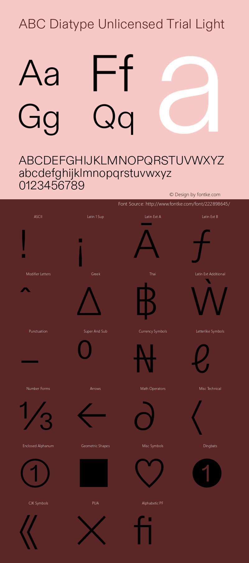 ABC Diatype Unlicensed Trial Light Version 1.100;Unlicensed Trial图片样张