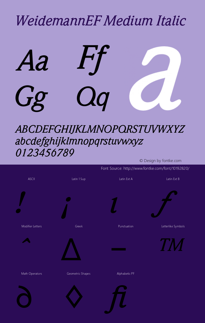 WeidemannEF Medium Italic 001.000图片样张