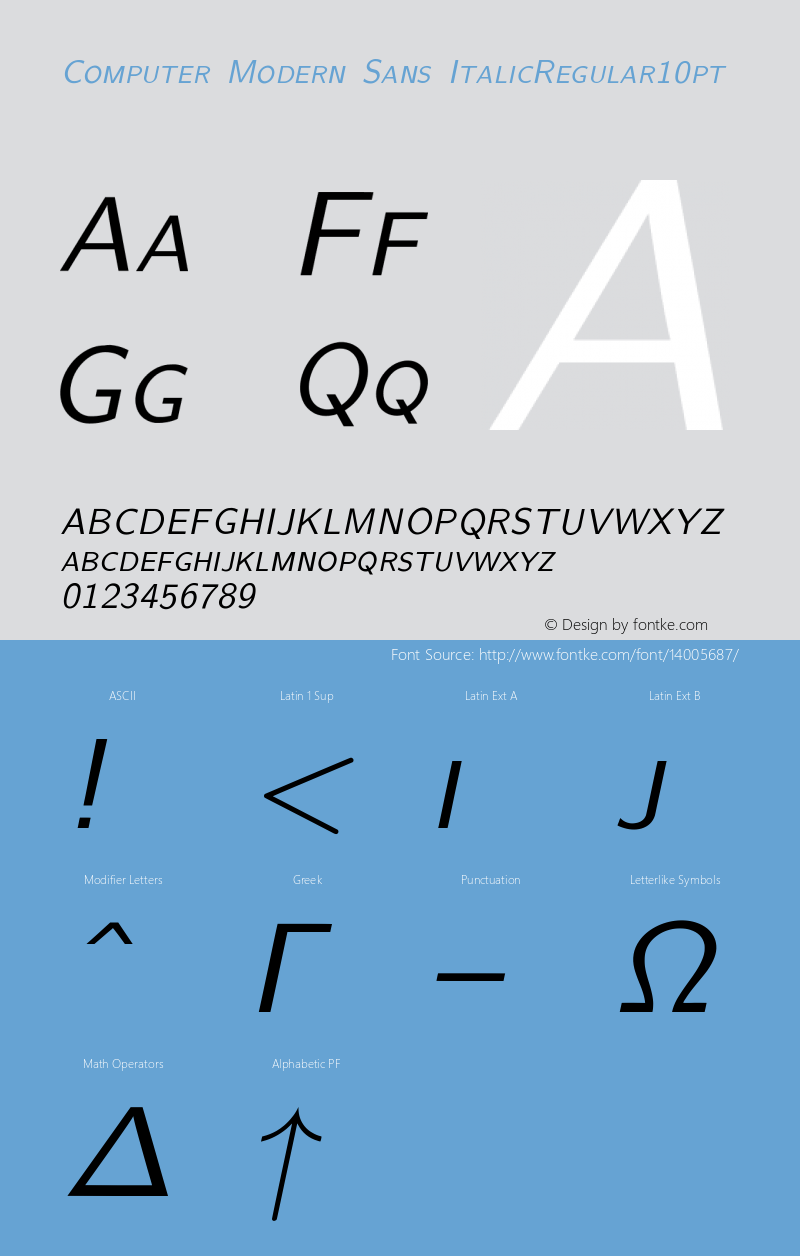 Computer Modern Sans ItalicRegular10pt Version 001.001图片样张