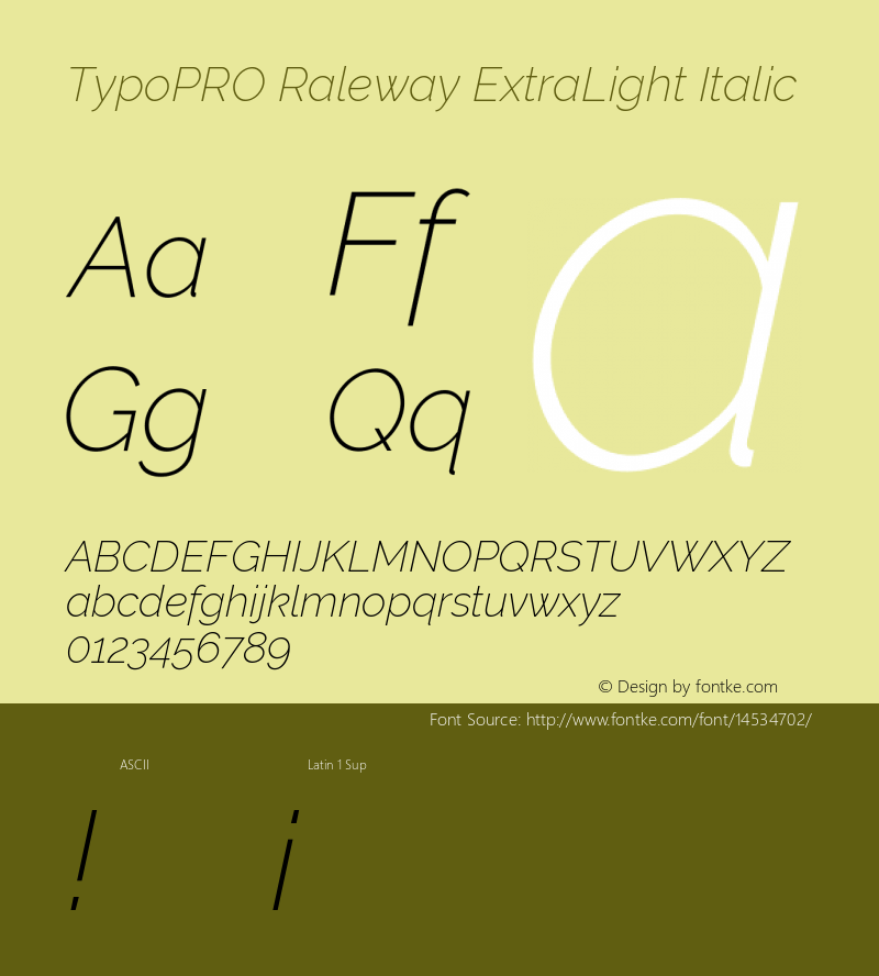 TypoPRO Raleway ExtraLight Italic Version 3.000; ttfautohint (v0.96) -l 8 -r 28 -G 28 -x 14 -w 