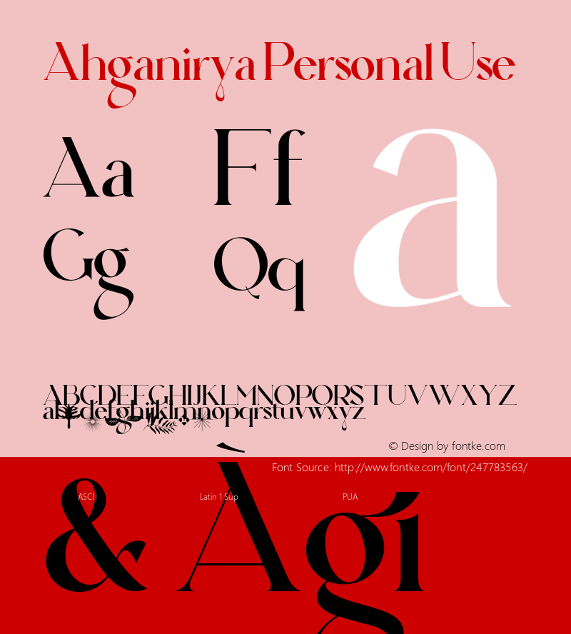 Ahganirya Personal Use Version 1.00;March 23, 2023;FontCreator 13.0.0.2683 64-bit图片样张