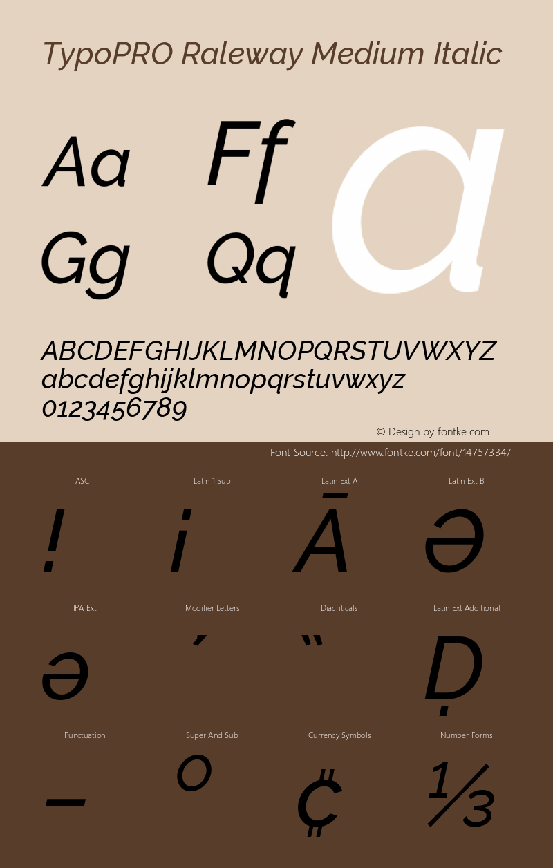 TypoPRO Raleway Medium Italic Version 3.000; ttfautohint (v0.96) -l 8 -r 28 -G 28 -x 14 -w 
