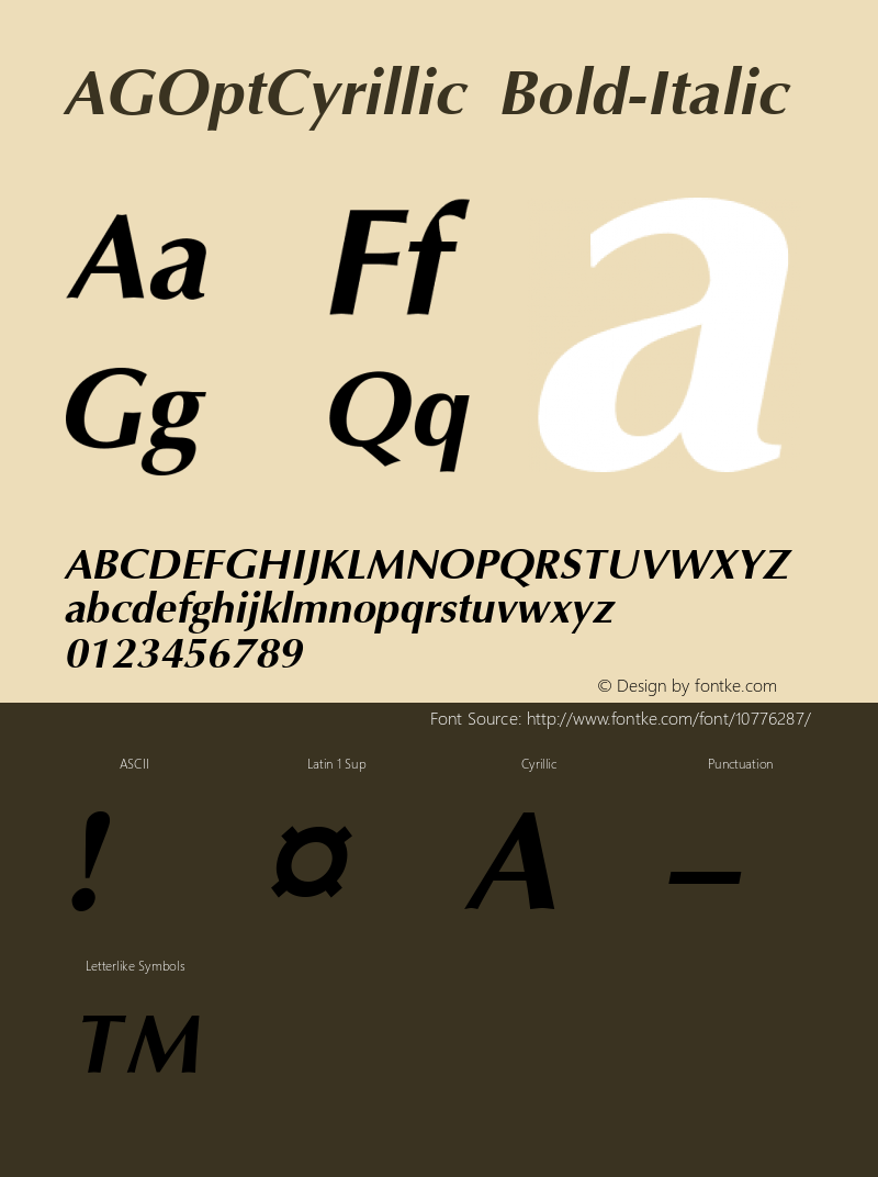 AGOptCyrillic Bold-Italic 1.000图片样张