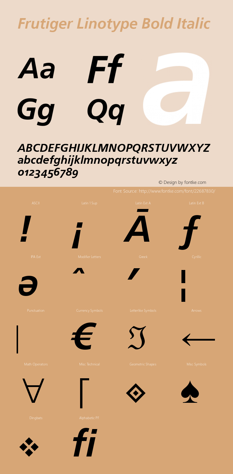 Frutiger Linotype Bold Italic Version 1.10图片样张