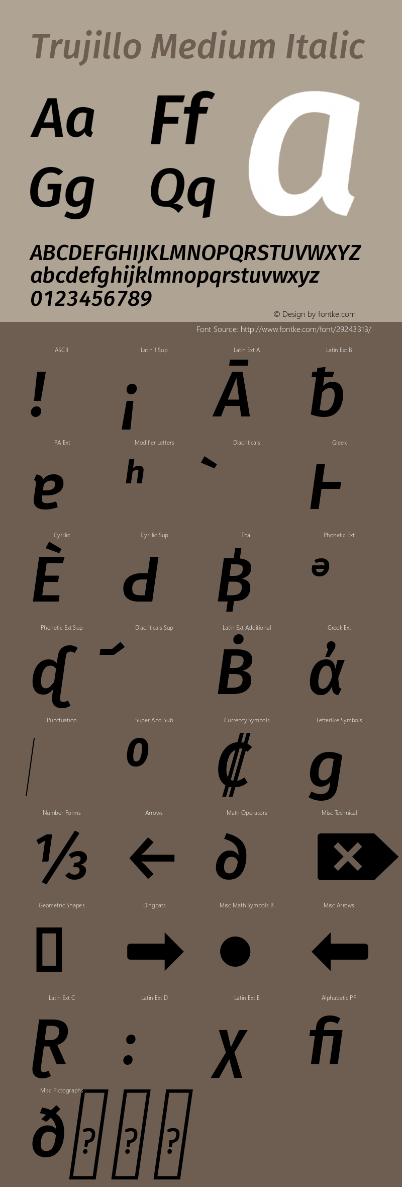 Trujillo Medium Italic Version 4.301;April 23, 2019;FontCreator 11.5.0.2425 64-bit图片样张