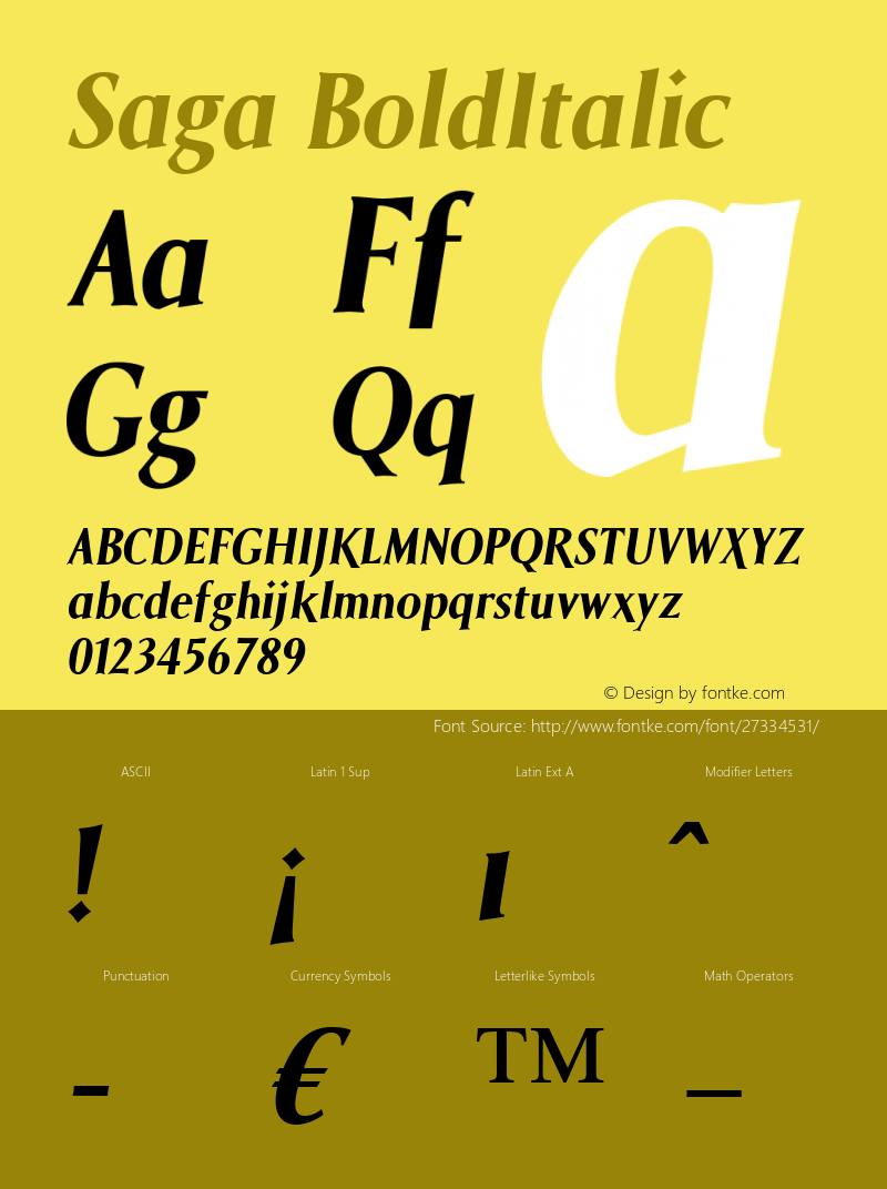 Saga Bold Italic Version 2.01图片样张