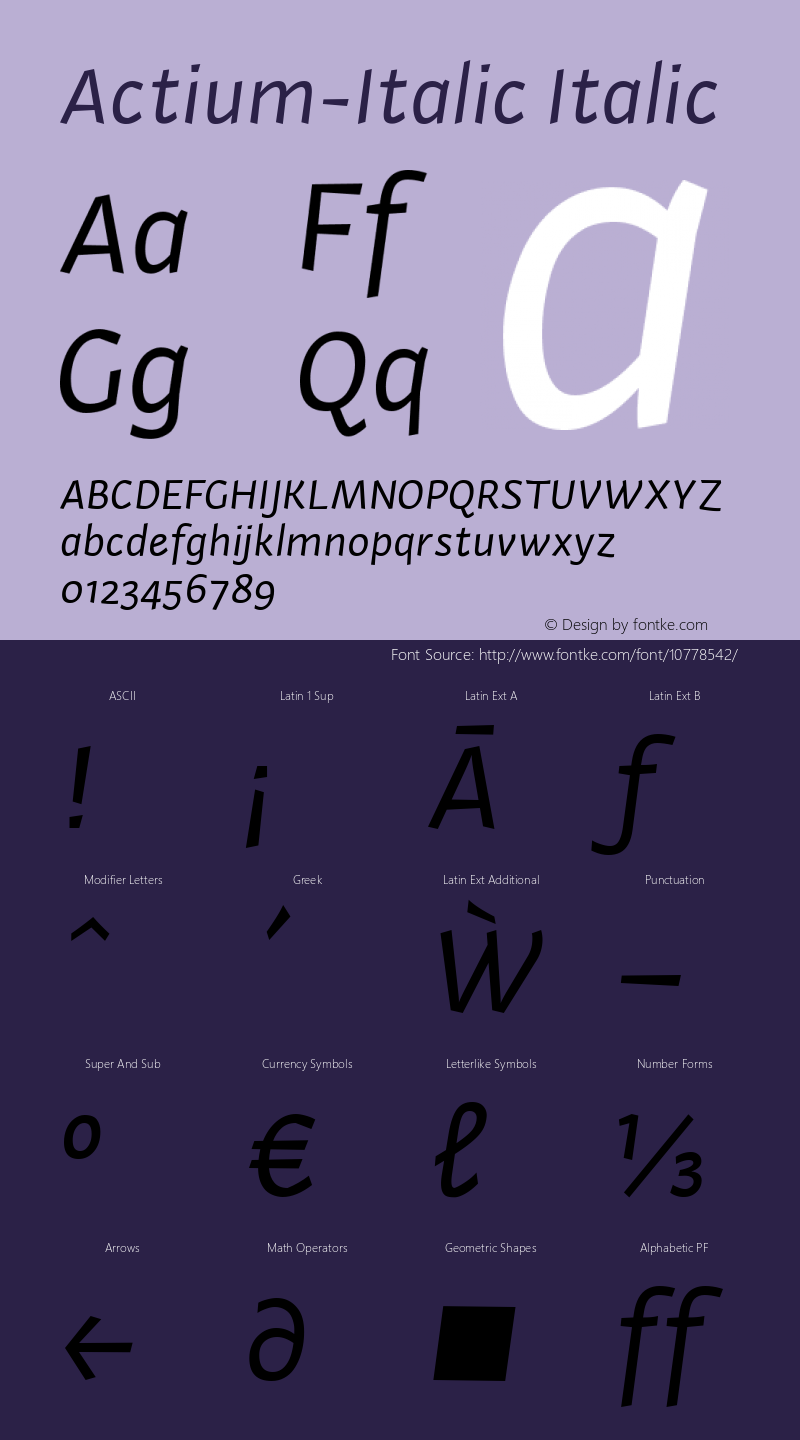 Actium-Italic Italic Version 1.002图片样张