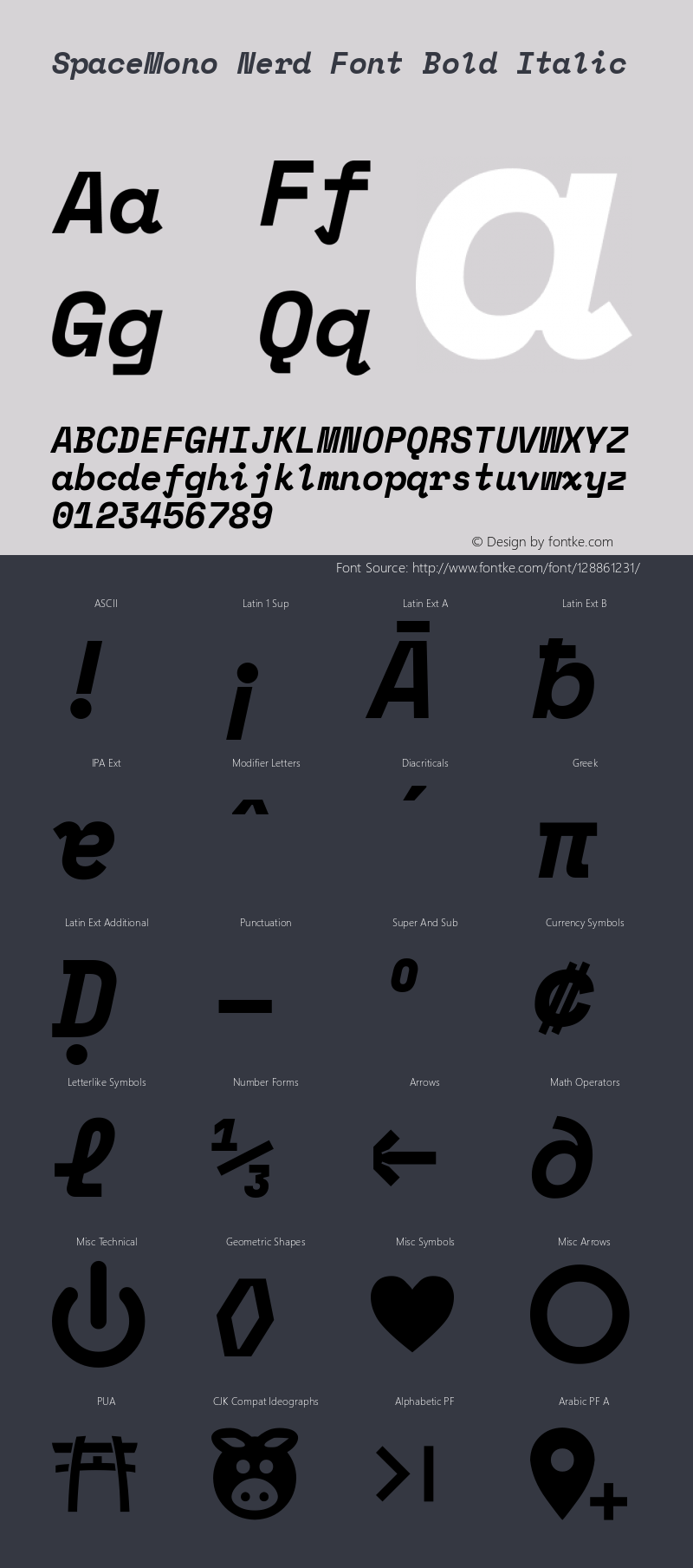 Space Mono Bold Italic Nerd Font Complete Version 1.000;PS 1.000;hotconv 1.0.81;makeotf.lib2.5.63406图片样张