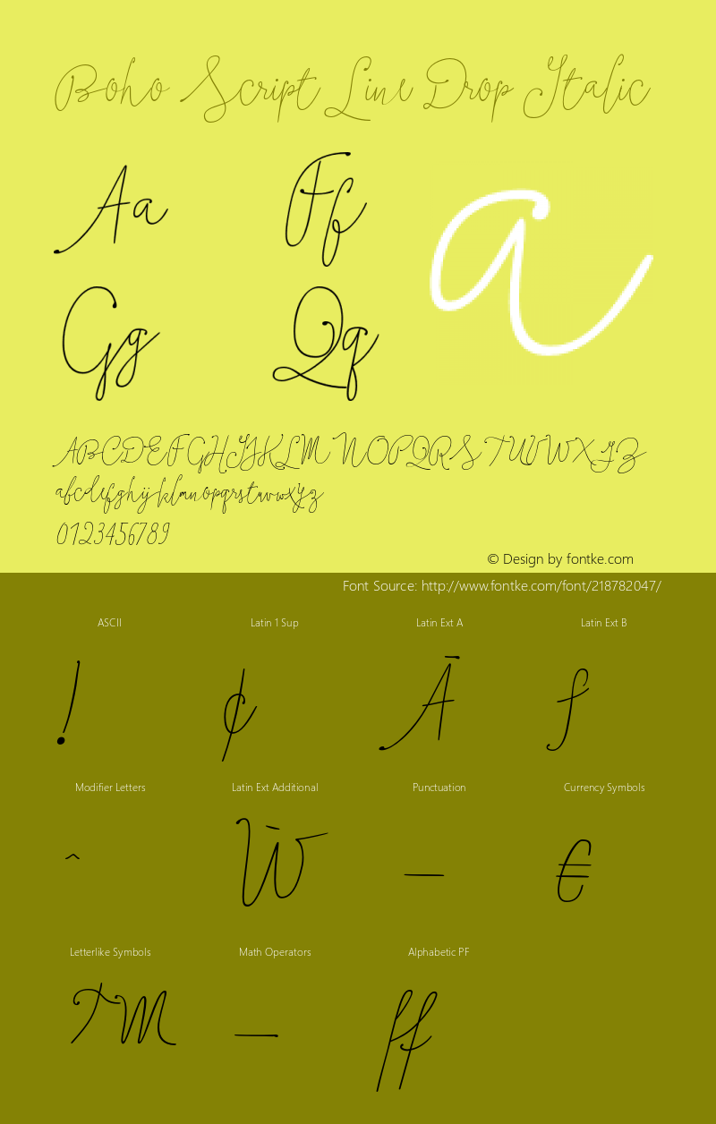 BohoScriptLineDrop-Italic Version 1.000图片样张