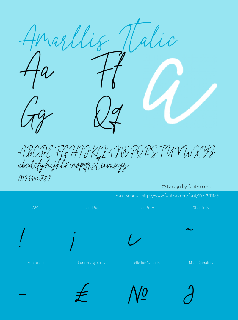 Amarllis Italic Version 1.00;April 5, 2021;FontCreator 12.0.0.2567 64-bit图片样张