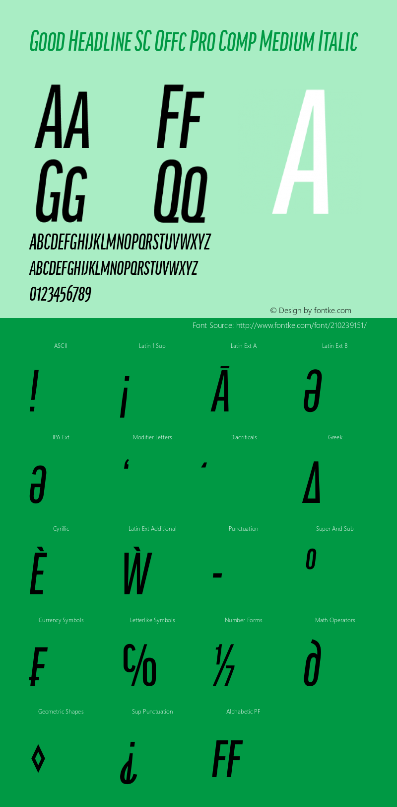 Good Head SC Offc Pro Comp Medium Italic Version 7.504; 2014; Build 1020图片样张