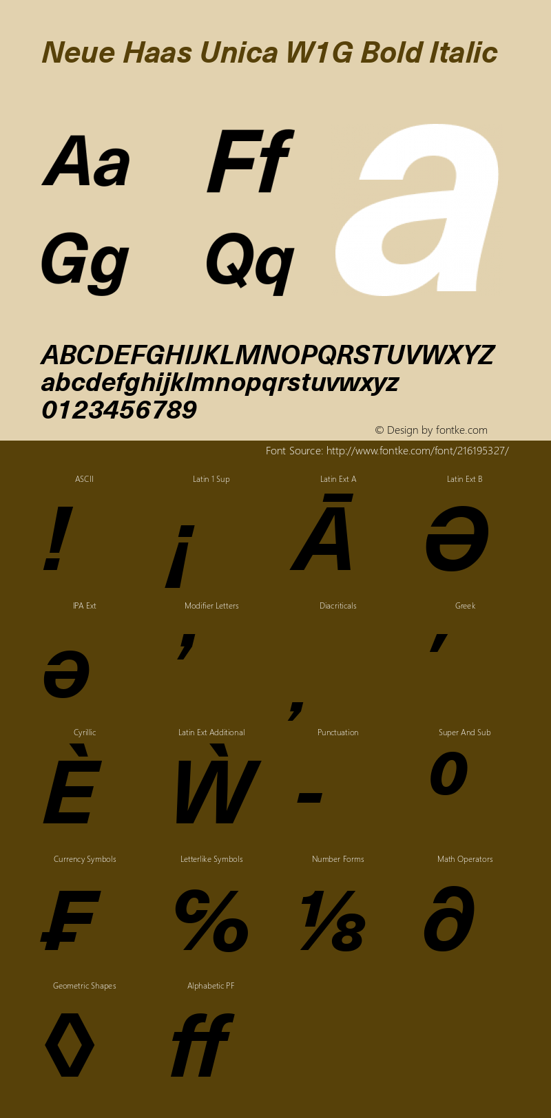 Neue Haas Unica W1G Bold Italic Version 1.1图片样张