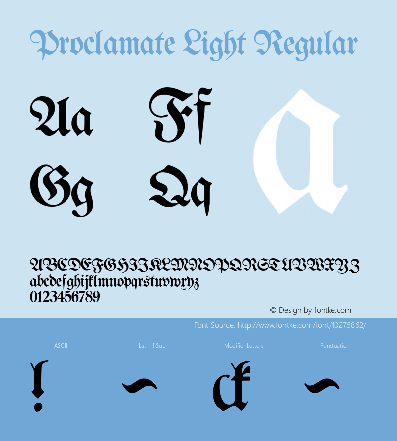 Proclamate Light Regular Version 1.0; 2002; initial release图片样张