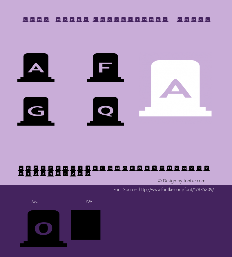 AlphaShapes gravestones Normal 1.0 - October 2005 - freeware font图片样张