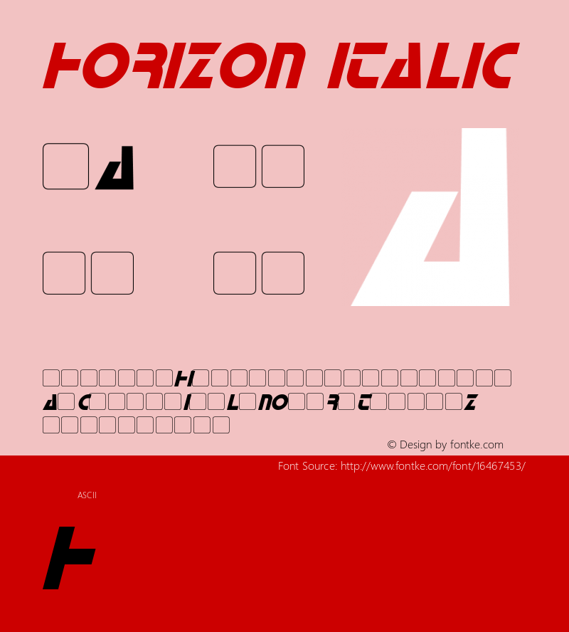 Horizon Italic Version 1.00 January 30, 2016, initial release图片样张