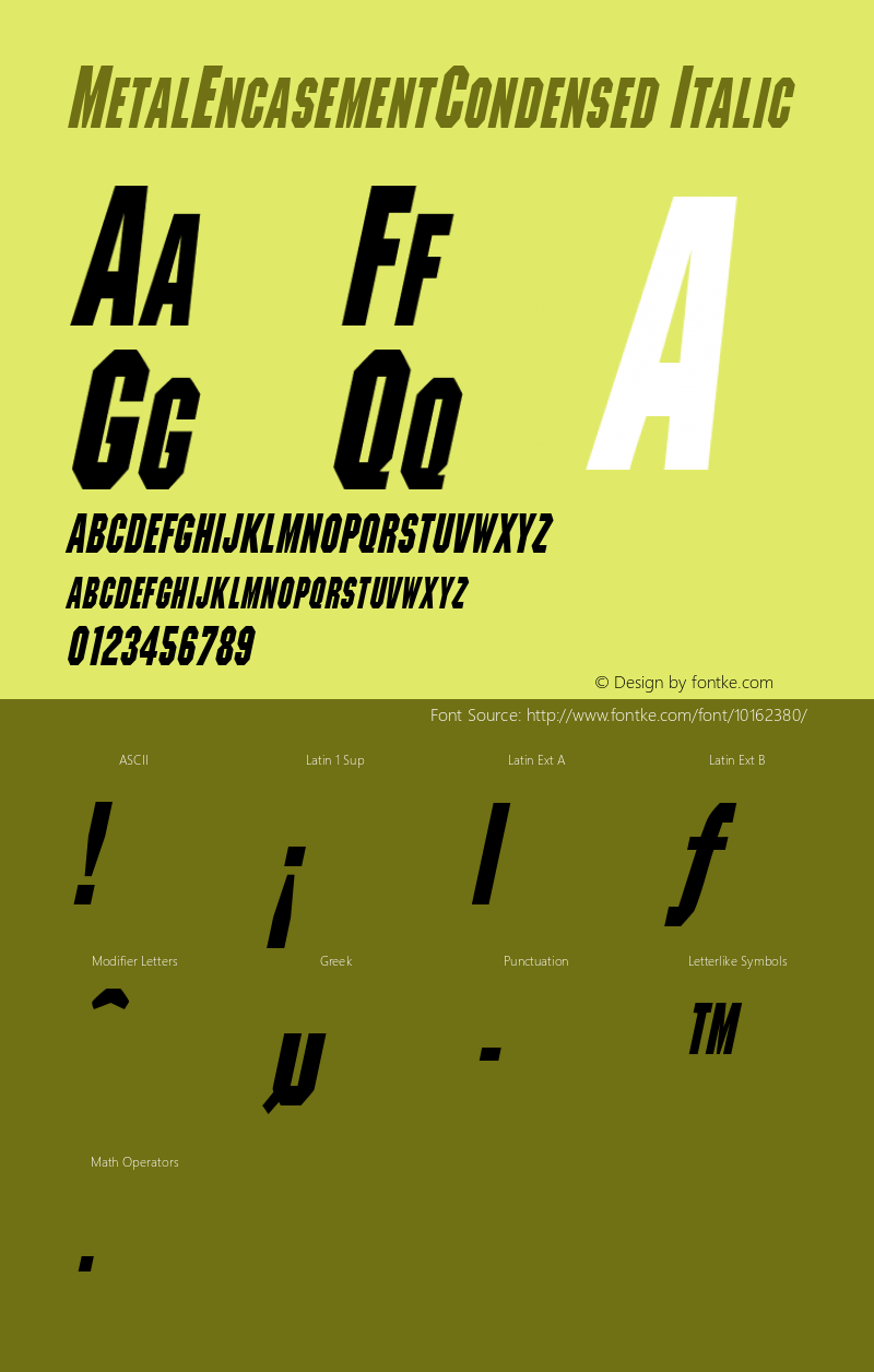 MetalEncasementCondensed Italic Rev. 003.000图片样张