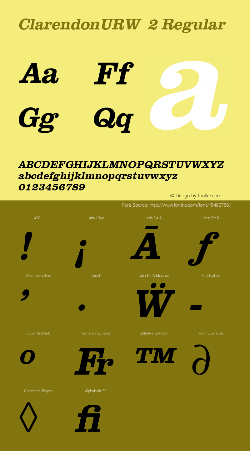 ClarendonURW  2 Regular Version 1.10;com.myfonts.easy.urw.clarendon.urw-clarendon-t-medium-oblique.wfkit2.version.3pt5图片样张