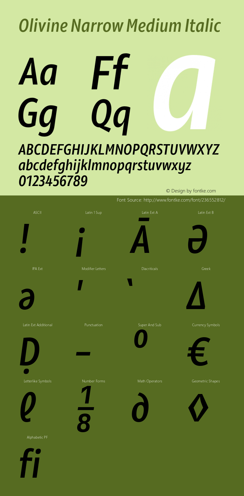 Olivine Narrow Medium Italic Version 1.000;PS 001.000;hotconv 1.0.88;makeotf.lib2.5.64775图片样张