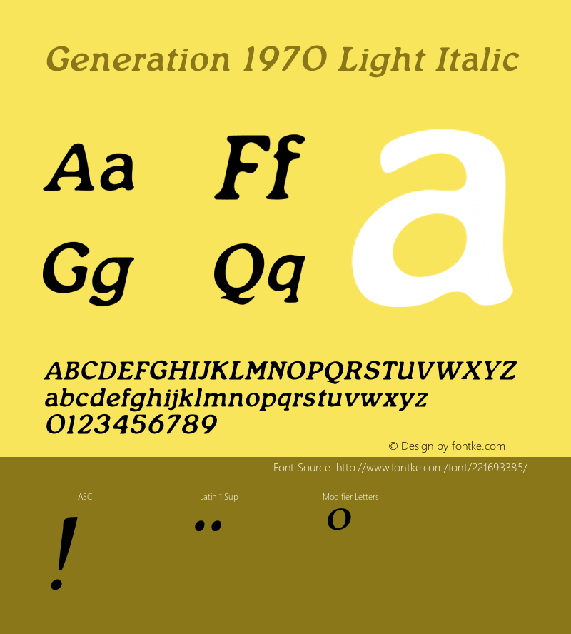 Generation 1970 Light Italic Version 1.00;April 29, 2022;FontCreator 13.0.0.2630 64-bit图片样张