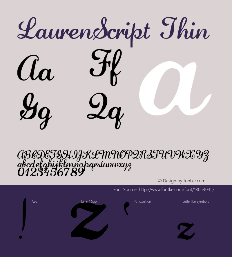 LaurenScript Thin Version Altsys Fontographer图片样张