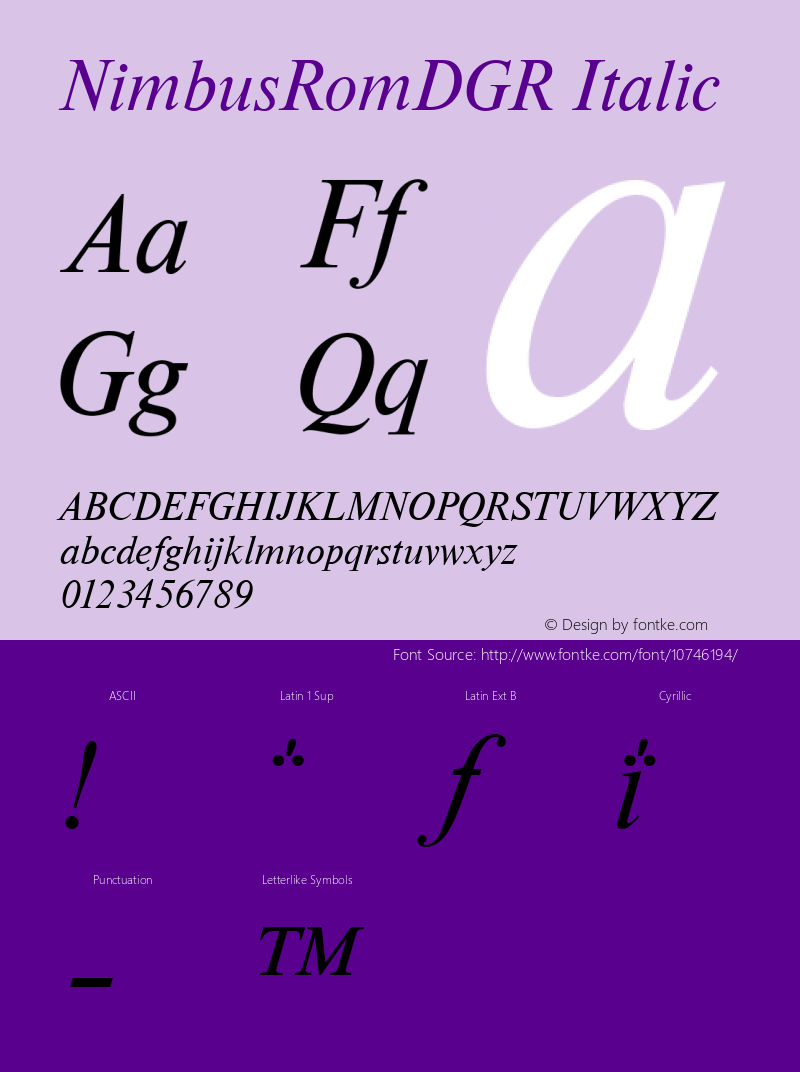 NimbusRomDGR Italic Version 001.005图片样张