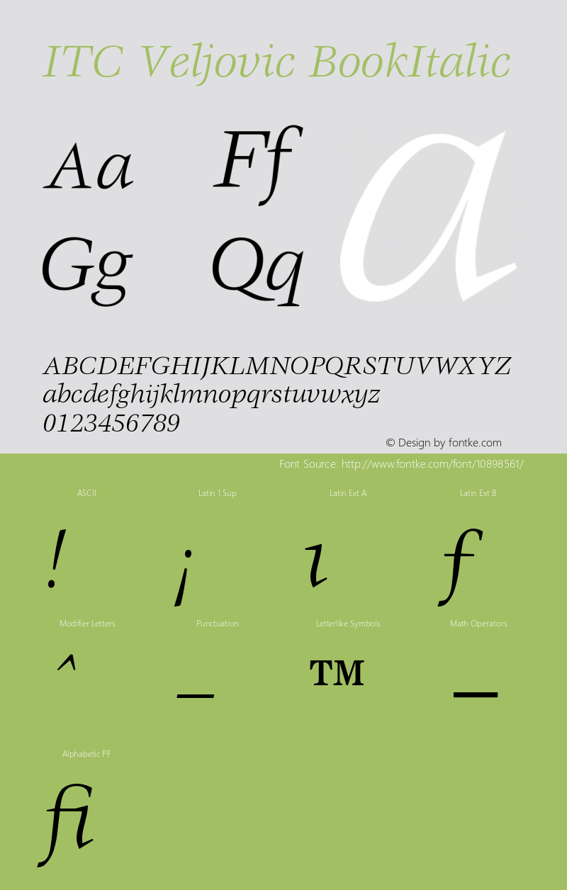 ITC Veljovic BookItalic Version 001.001图片样张