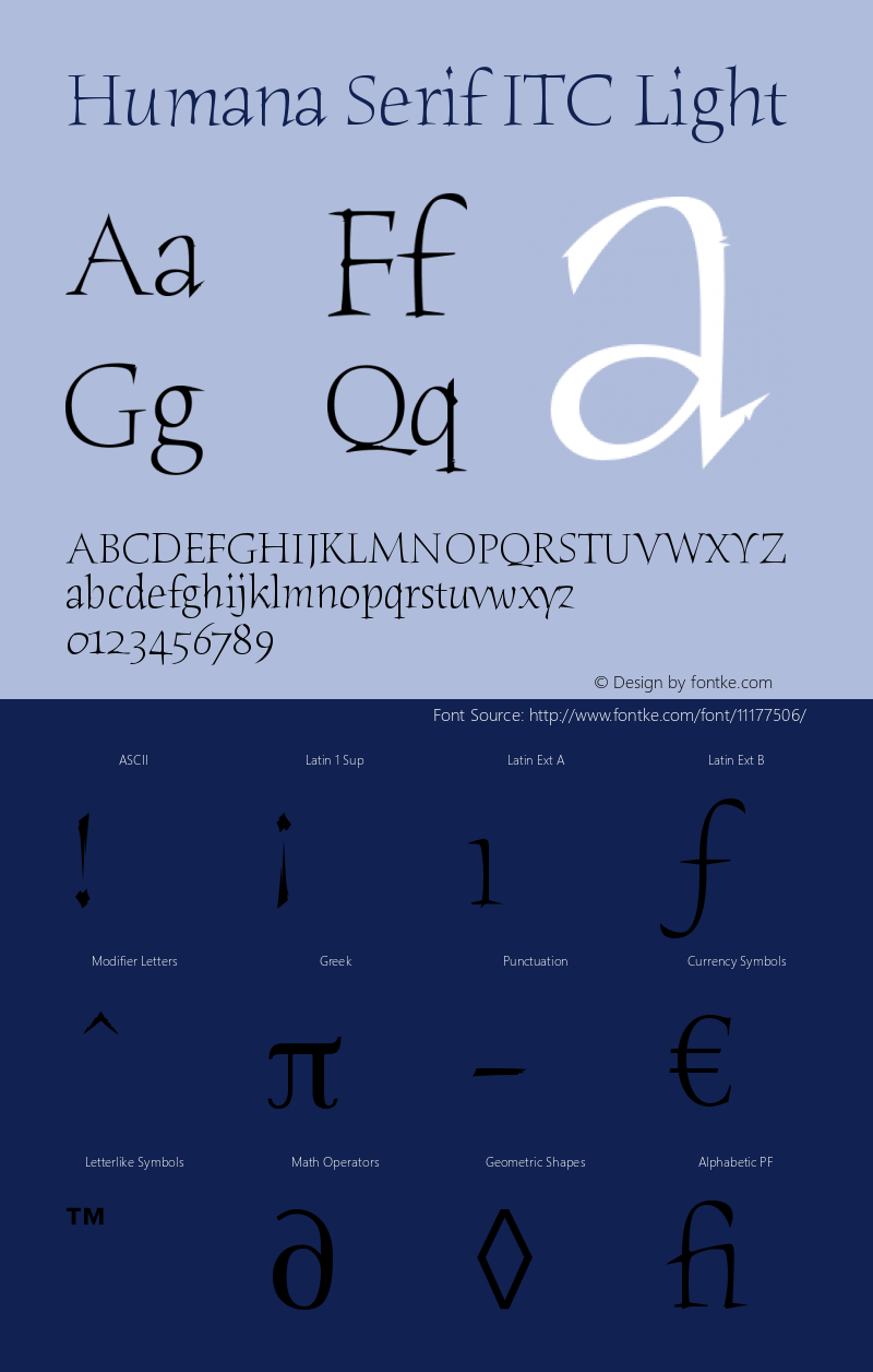 Humana Serif ITC Light Version 005.000图片样张