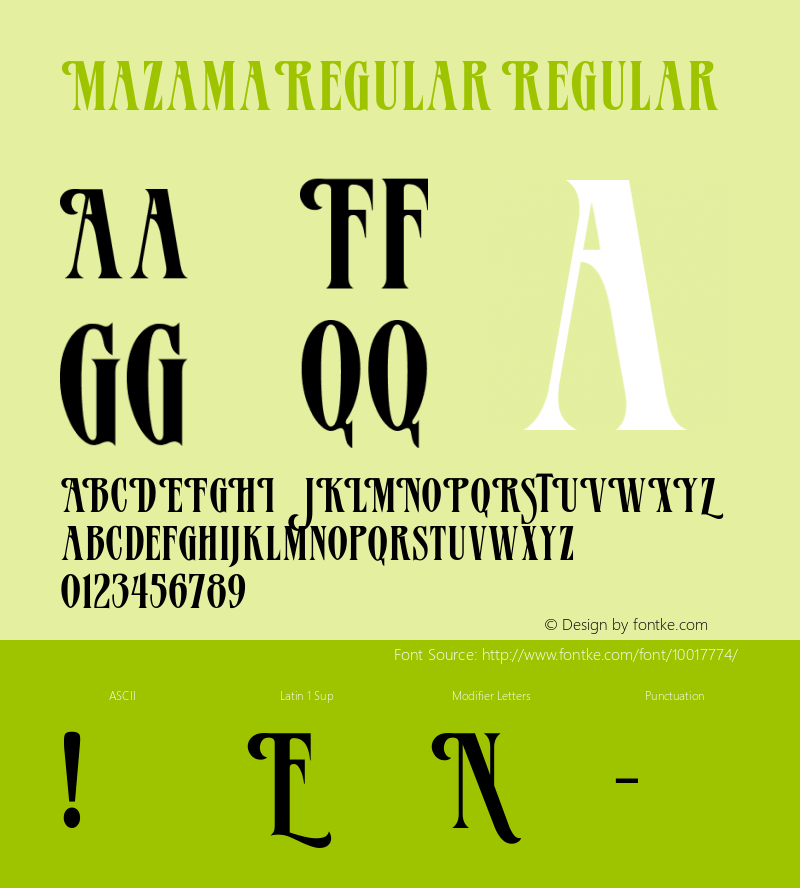 MazamaRegular Regular Converted from f:\x\MAZAMA.TF1 by ALLTYPE图片样张