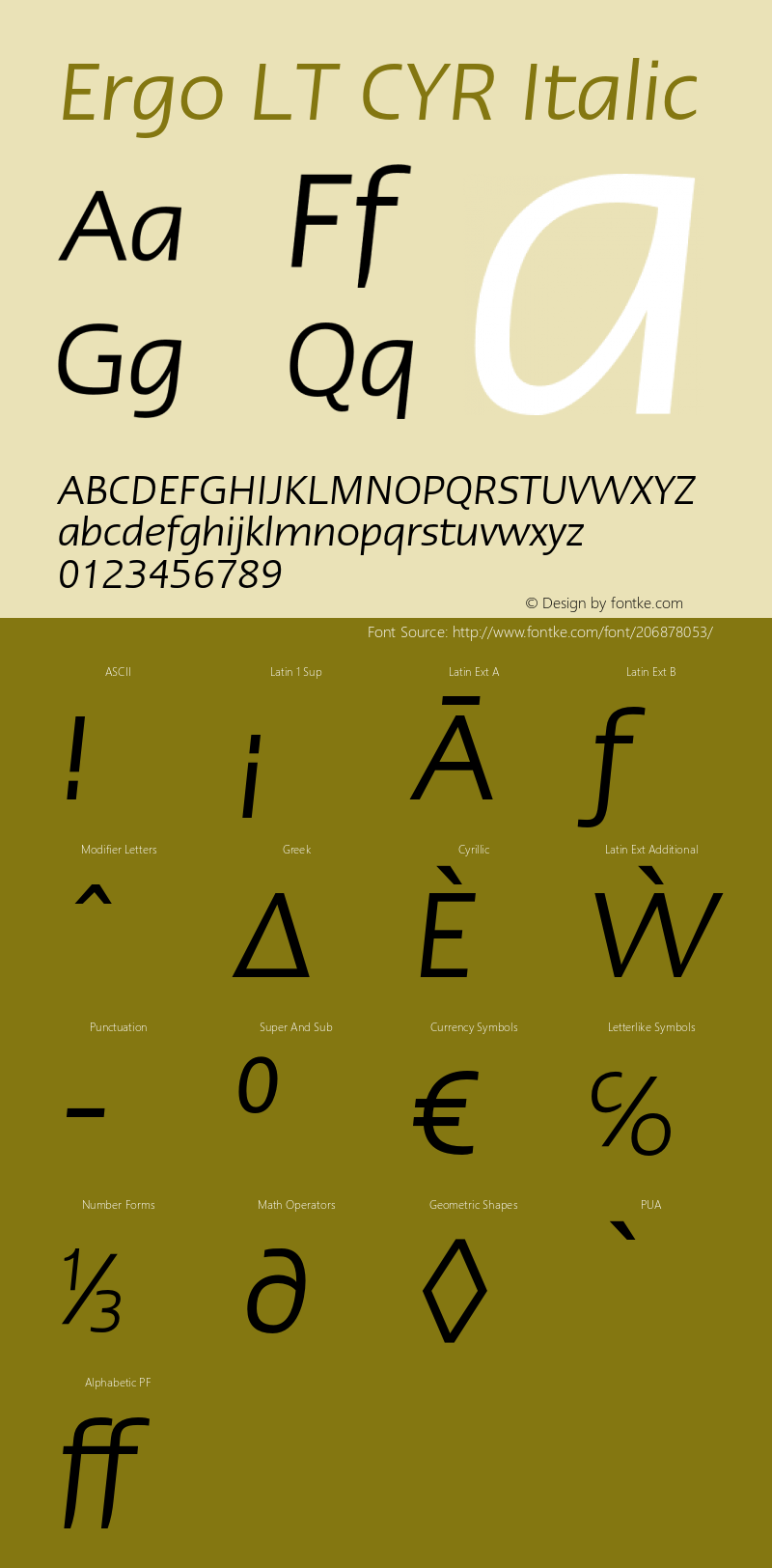 ErgoLTCYR-Italic Version 1.000;PS 001.000;hotconv 1.0.38图片样张