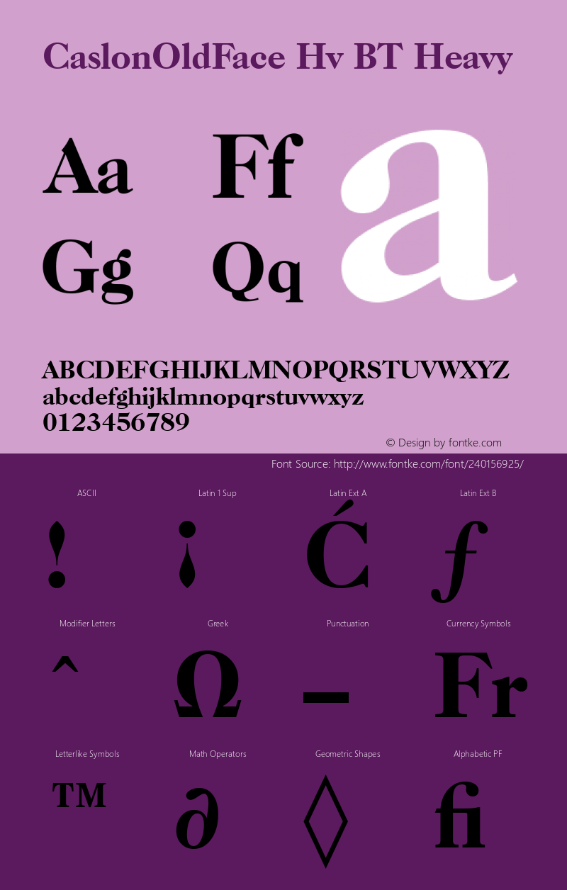 CaslonOldFace Hv BT Heavy Version 1.01 emb4-OT图片样张