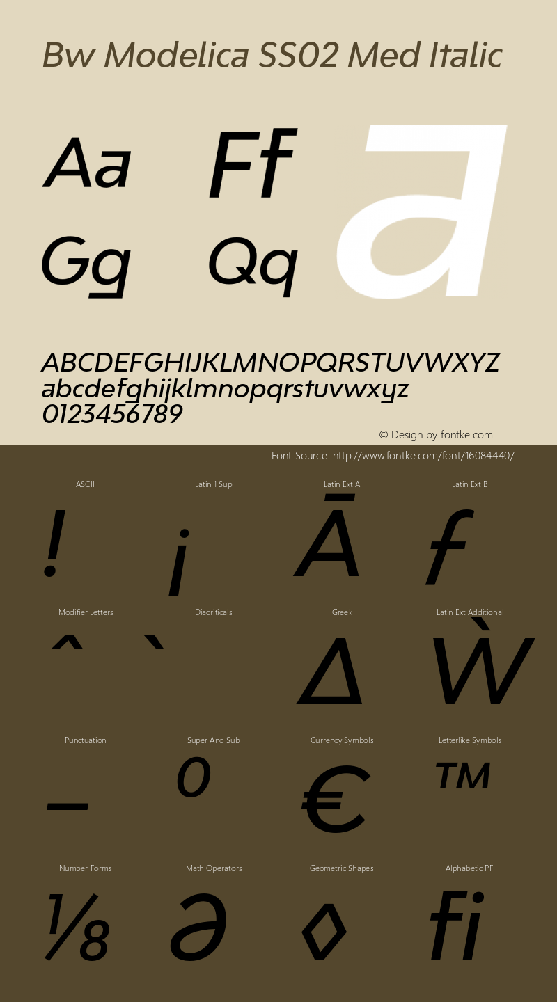 Bw Modelica SS02 Med Italic Version 1.030;com.myfonts.easy.branding-with-type.bw-modelica.ss02-medium-italic.wfkit2.version.4wia图片样张