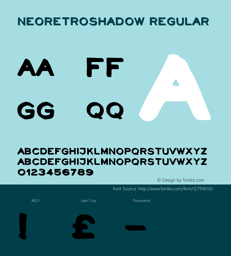 NeoRetroShadow Regular Macromedia Fontographer 4.1.5 18.07.2004图片样张