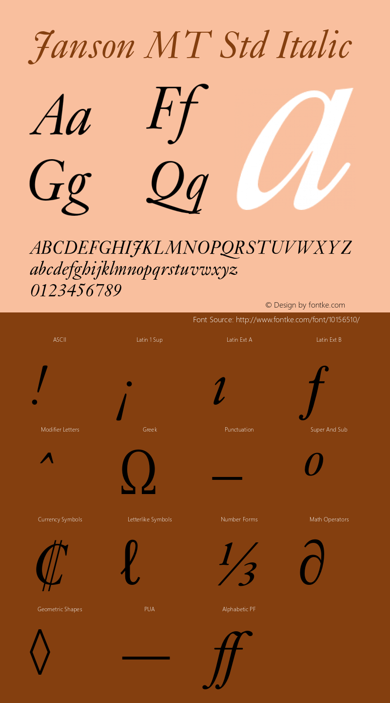 Janson MT Std Italic Version 1.049;PS 001.003;Core 1.0.38;makeotf.lib1.6.5960图片样张