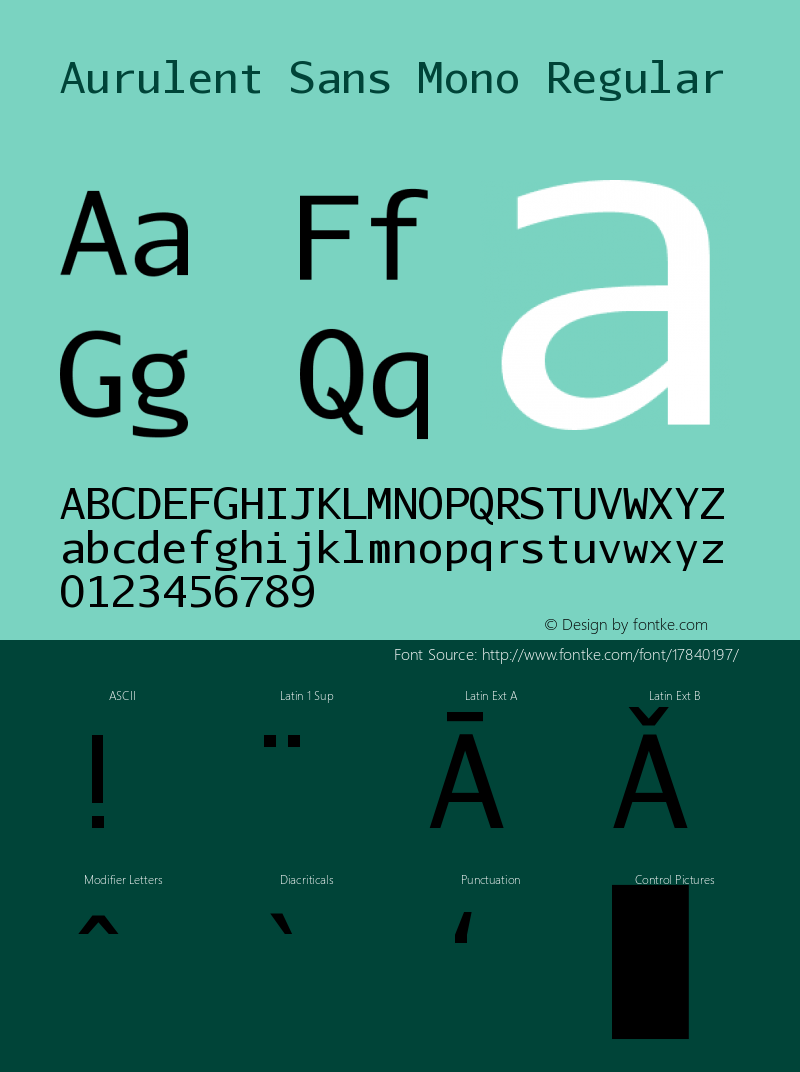 Aurulent Sans Mono Regular Version 2007.05.04图片样张