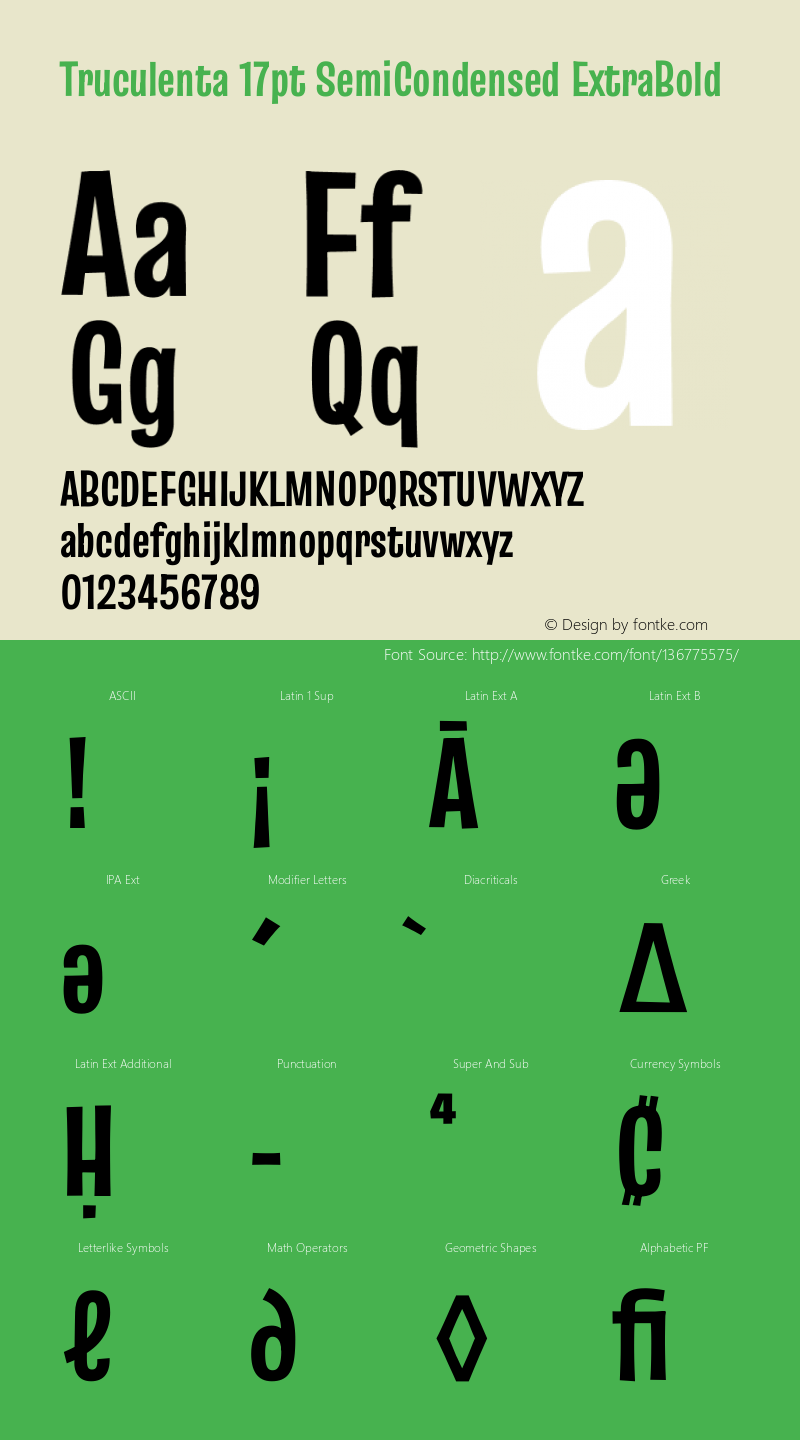 Truculenta 17pt SemiCondensed ExtraBold Version 1.002图片样张