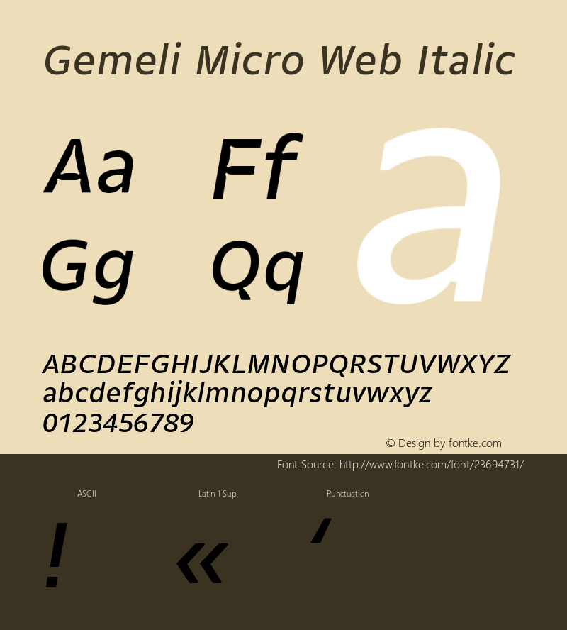 Gemeli Micro Web Italic Version 1.001;PS 1.1;hotconv 1.0.72;makeotf.lib2.5.5900; ttfautohint (v0.92) -l 8 -r 50 -G 200 -x 14 -w 