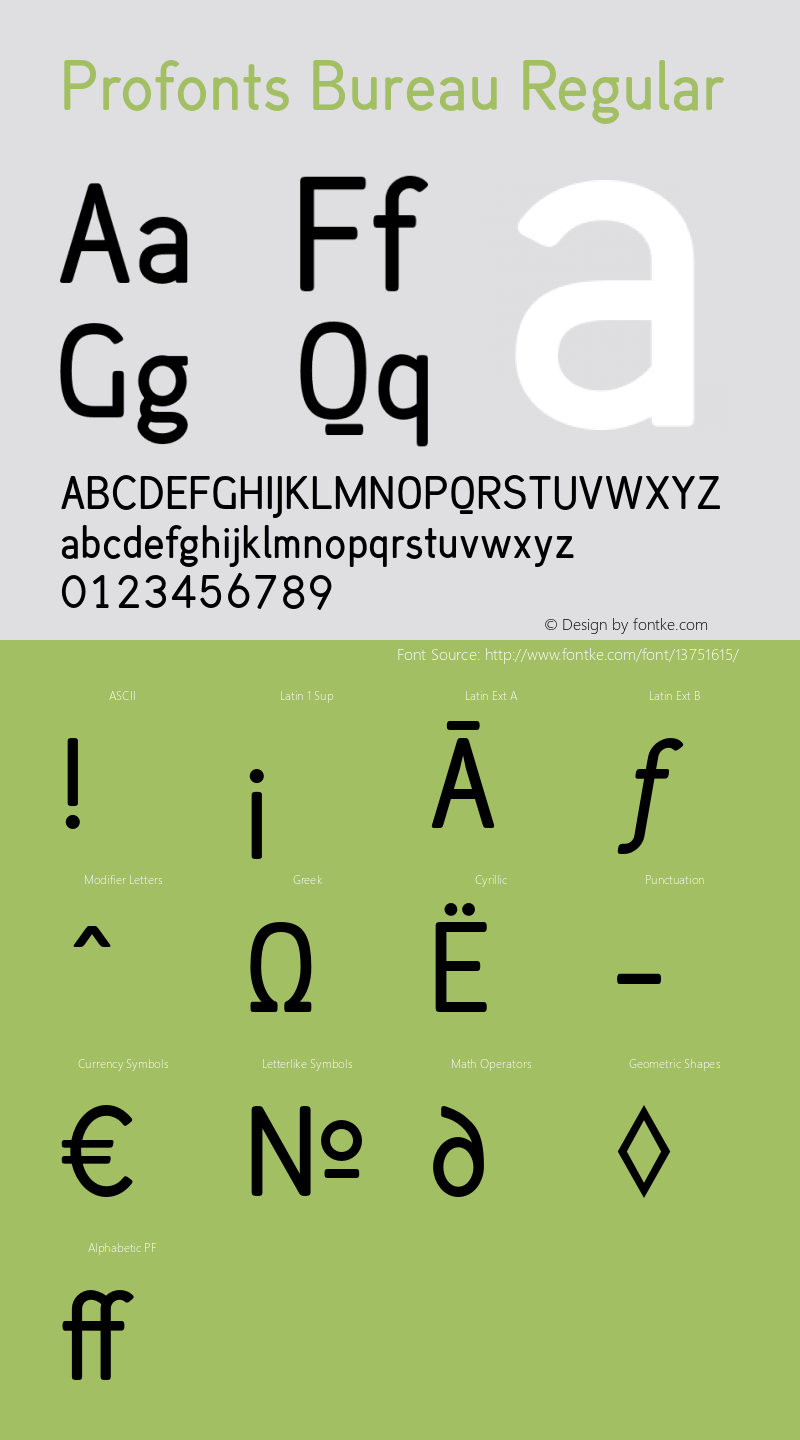 Profonts Bureau Regular Version 1.000图片样张