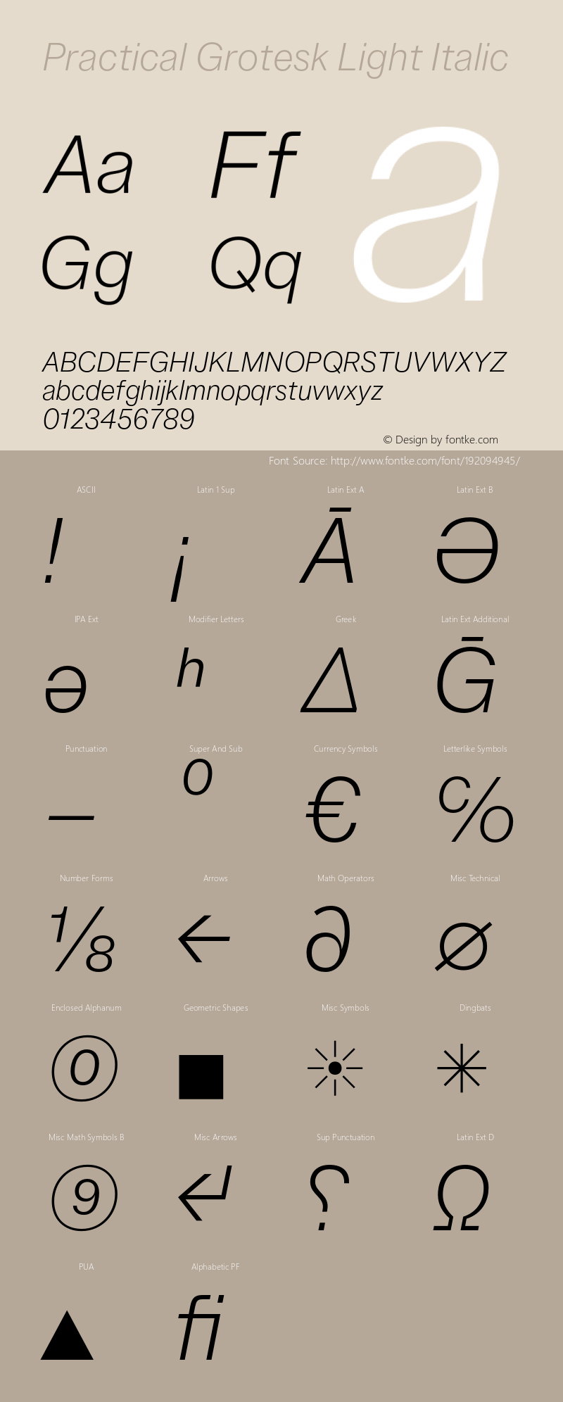 Practical Grotesk Light Italic Version 2.000;FEAKit 1.0图片样张