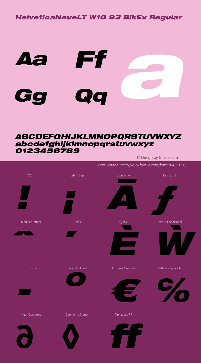Helvetica Neue LT W0593BlkExObl Version 2.00图片样张