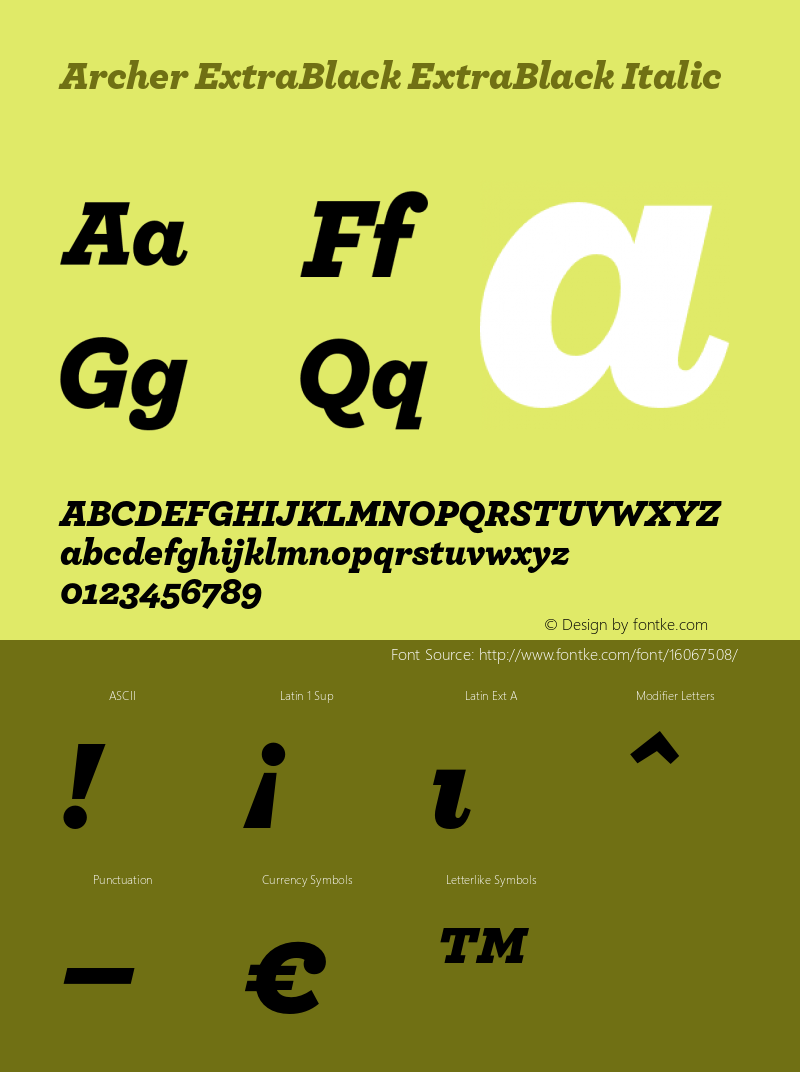 Archer ExtraBlack ExtraBlack Italic Version 1.202 Pro图片样张