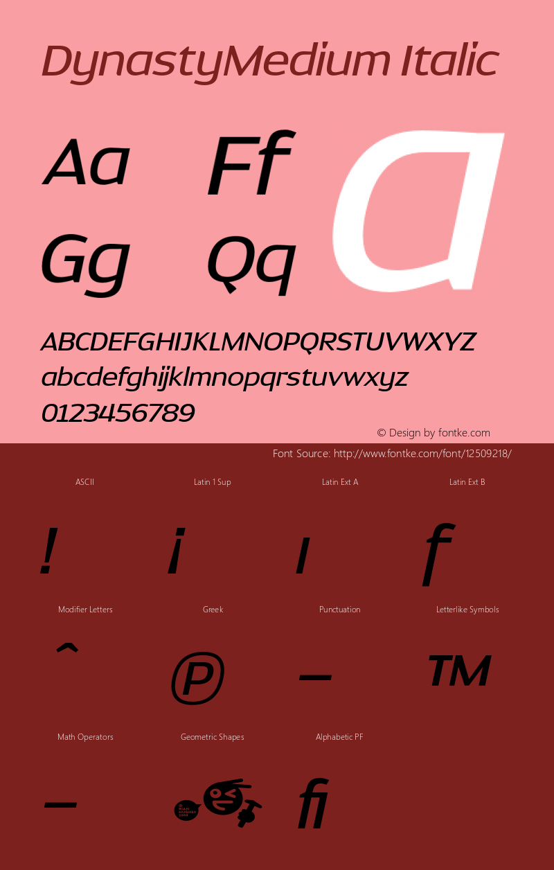 DynastyMedium Italic 001.000图片样张