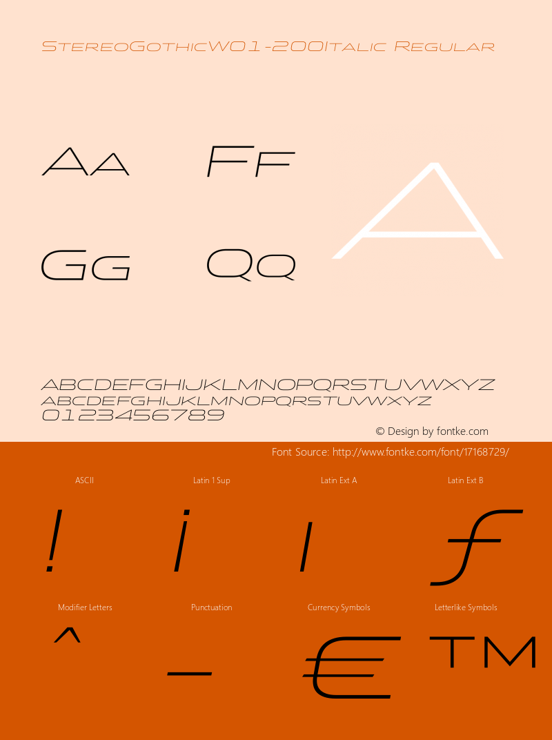 StereoGothicW01-200Italic Regular Version 1.10图片样张