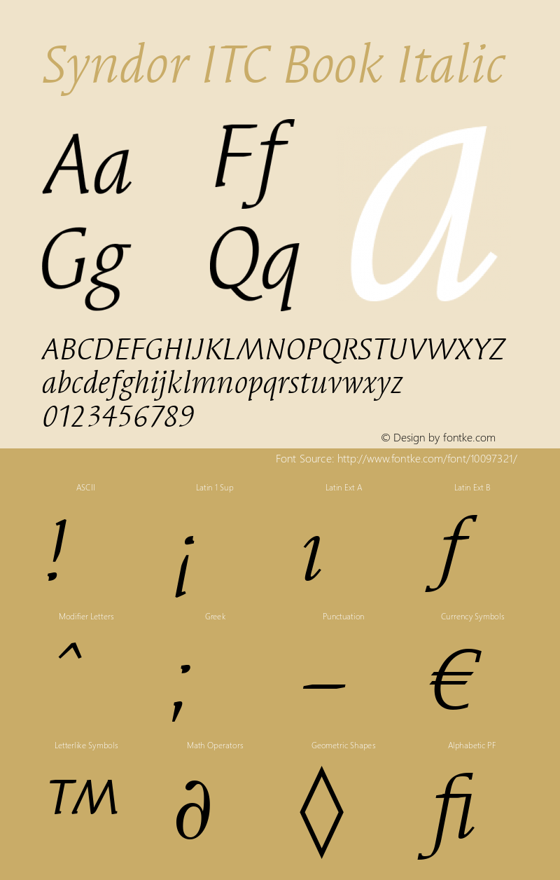 Syndor ITC Book Italic Version 2.0图片样张