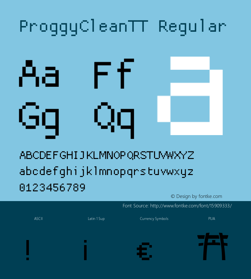 ProggyCleanTT Regular 2004/04/15图片样张