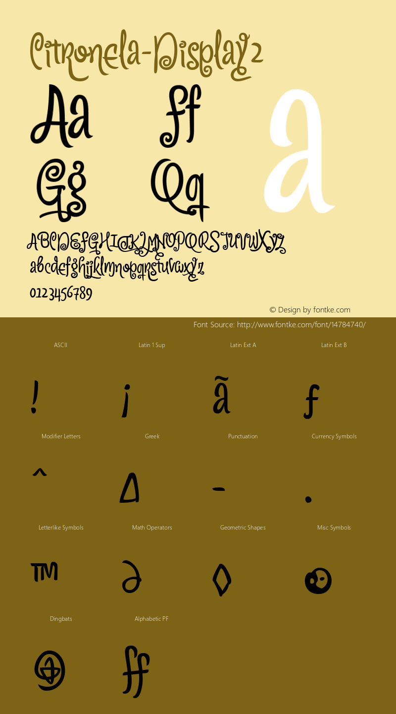 Citronela-Display2 ☞ Version 001.001;com.myfonts.easy.andinistas.citronela.display-2.wfkit2.version.4hoq图片样张