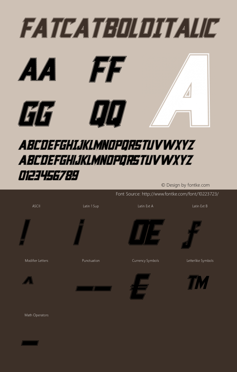 Fatcat Bold Italic Version 1.000;PS 001.000;Core 1.0.38图片样张