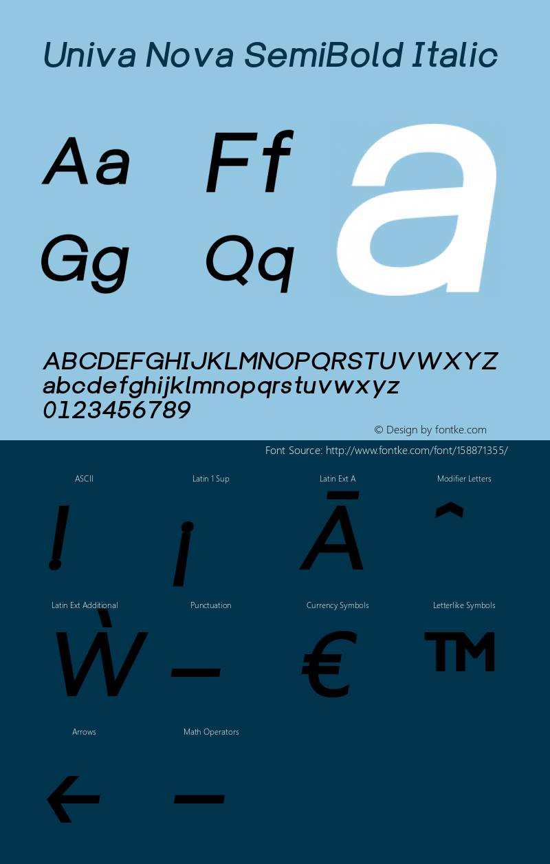 Univa Nova SemiBold Italic Version 1.000;hotconv 1.0.109;makeotfexe 2.5.65596图片样张