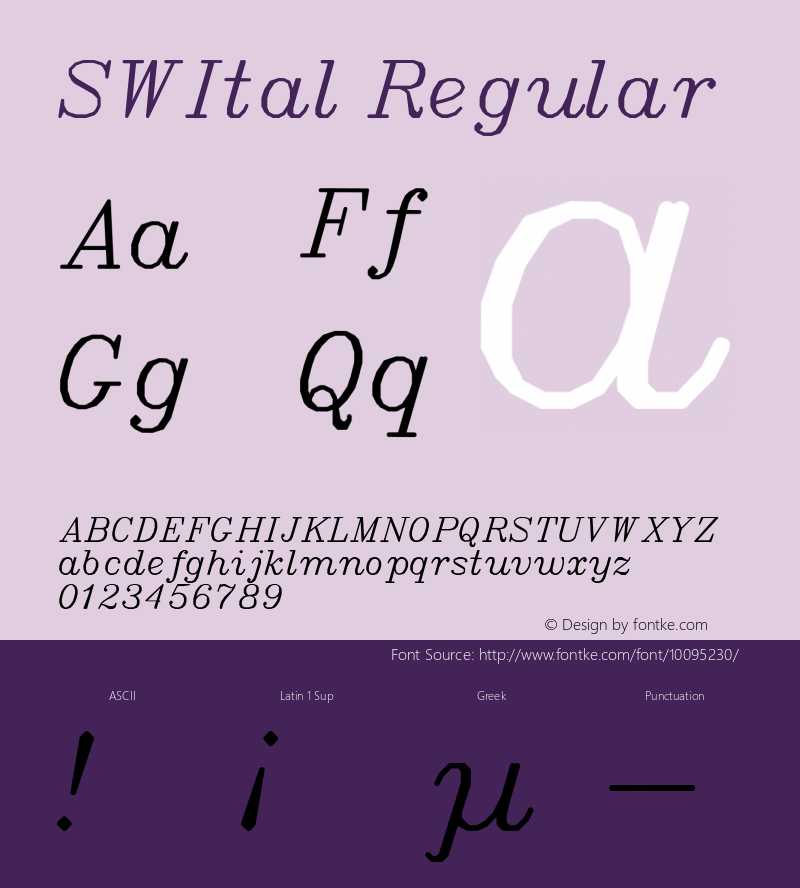 SWItal Regular Macromedia Fontographer 4.1 09/13/01图片样张