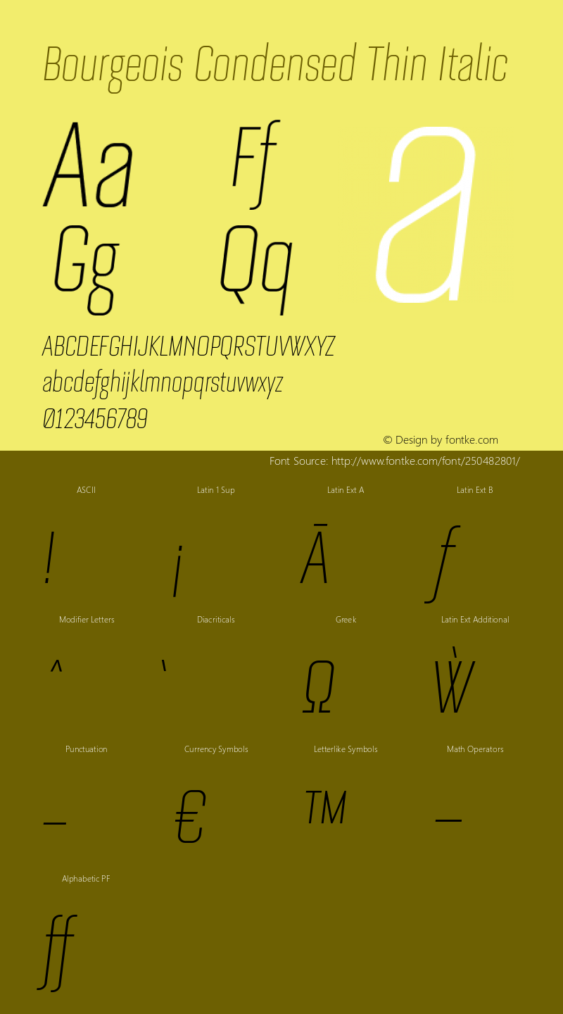 Bourgeois Condensed Thin Italic Version 1.105;PS 001.105;hotconv 1.0.88;makeotf.lib2.5.64775图片样张