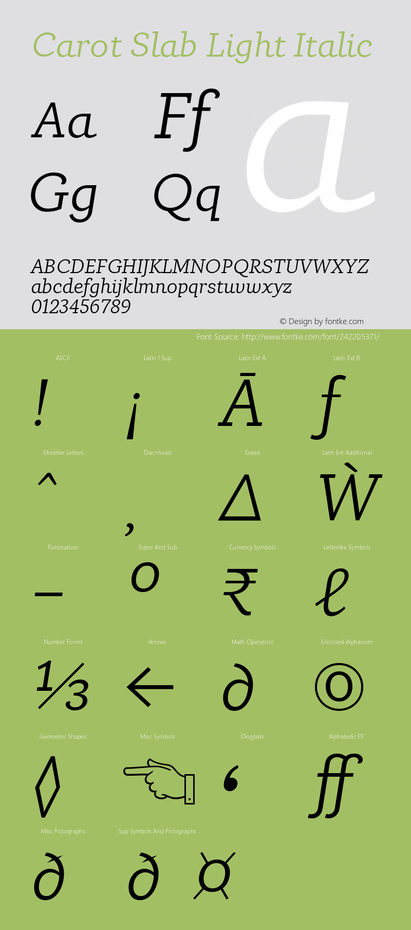 Carot Slab Light Italic Version 1.000图片样张